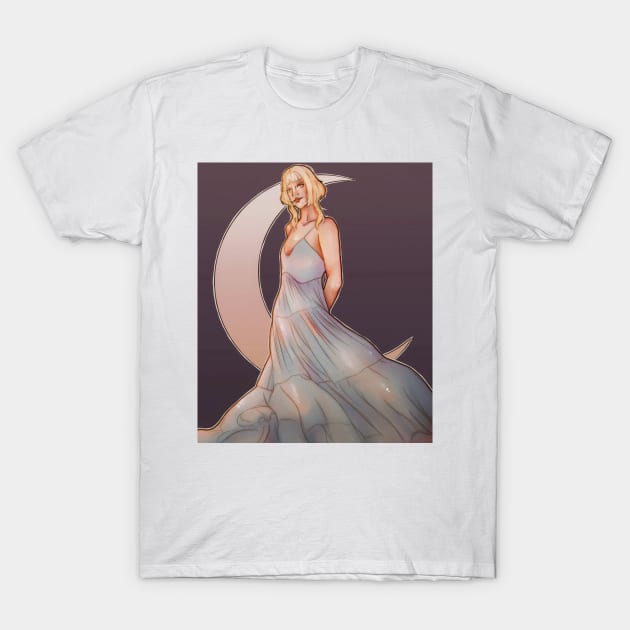 Aurora Aksnes Moon Digital Sticker Print T-Shirt by JadesInks